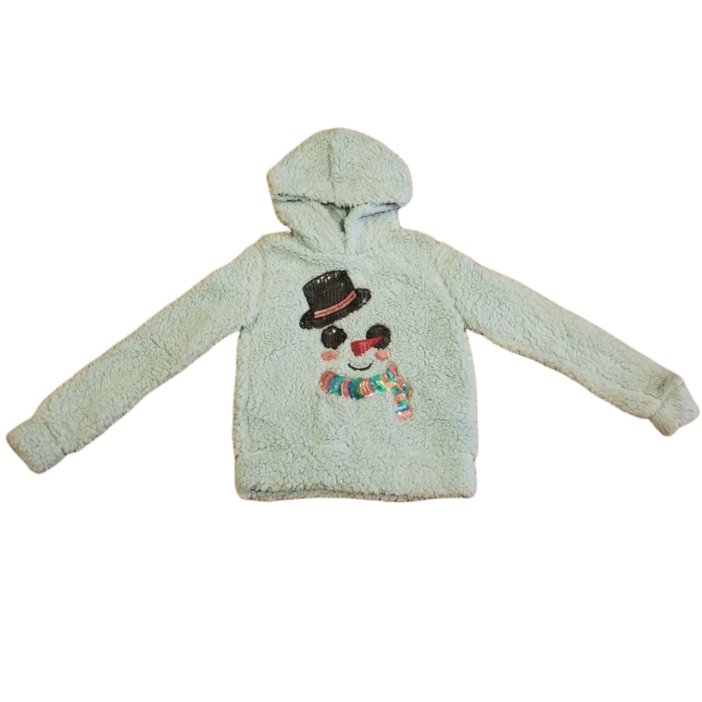 Say What? Snowman Teddy Sweater Hoodie Size 7/8